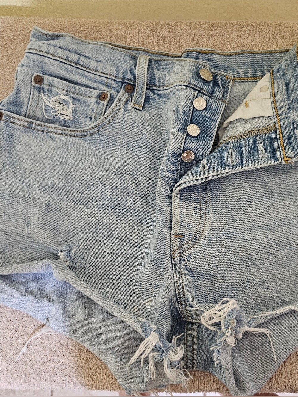 Levi's Light Blue Distressed Women's Denim Shorts